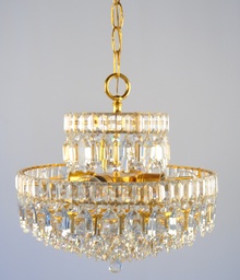 [29362 Interlight] Asfour Crystal Chandelier 24K Gold Plated Finish